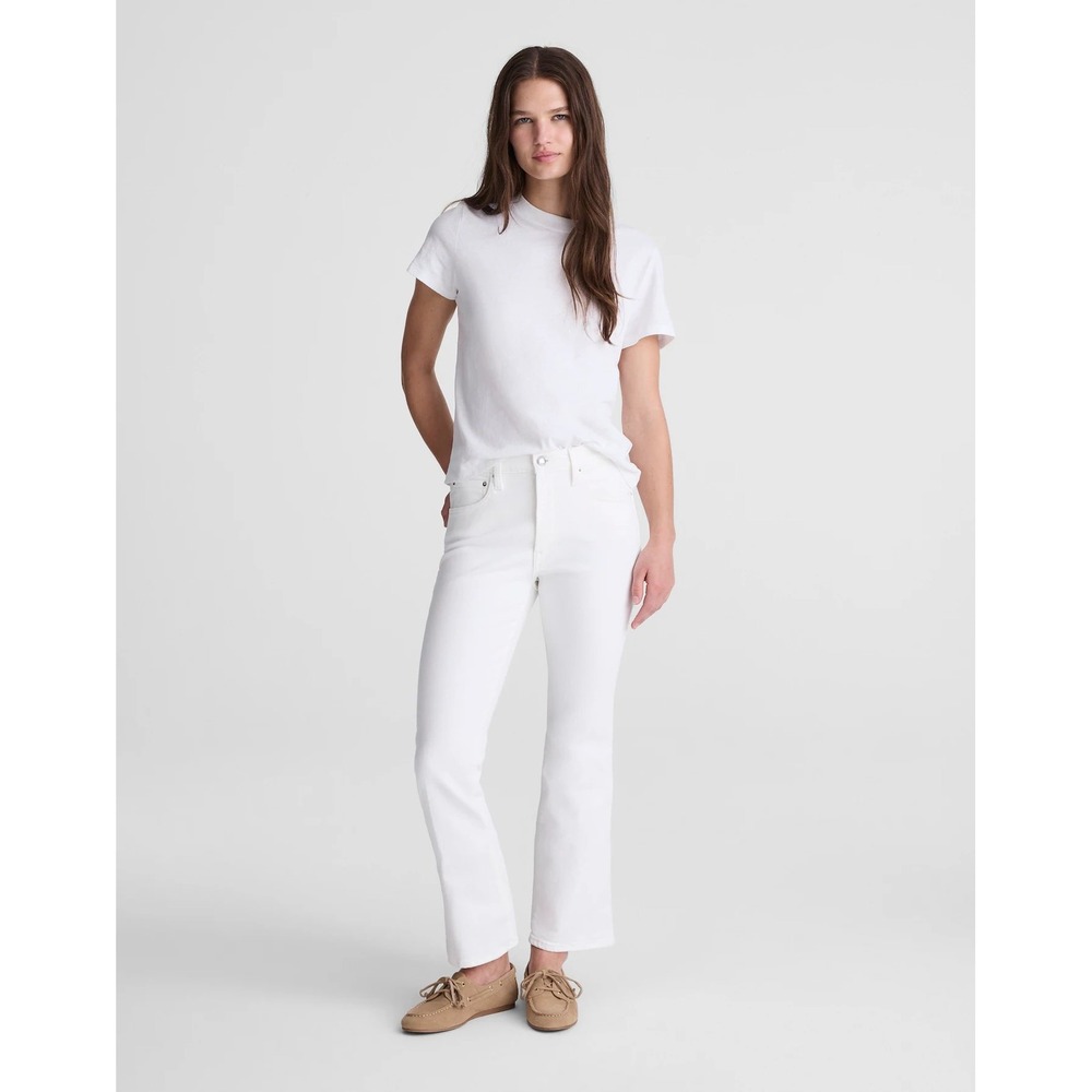 Madewell Stretch Flare Crop Jean White High Rise Magic Pockets NZ089 Size 6 28